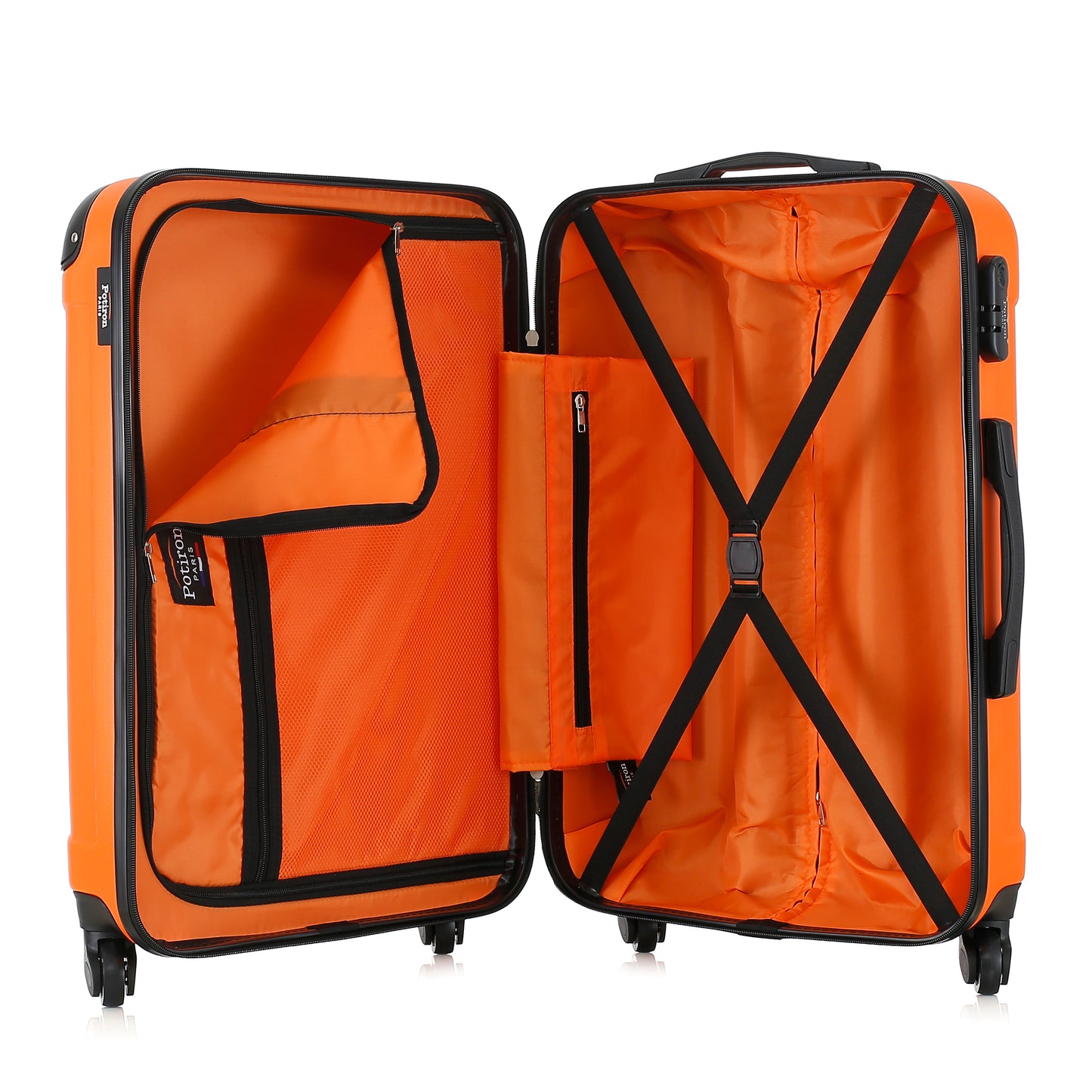 Valise orange de notre collection Potiron Paris, Concorde, taille M, ouverte