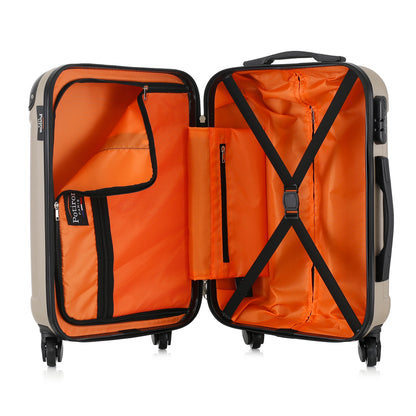 Valise beige de notre collection Potiron Paris, Concorde, taille S, ouverte