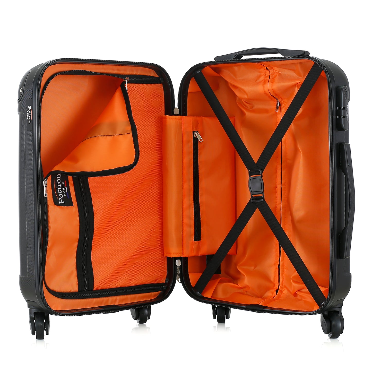 Valise noire de notre collection Potiron Paris, Concorde, taille S, ouverte