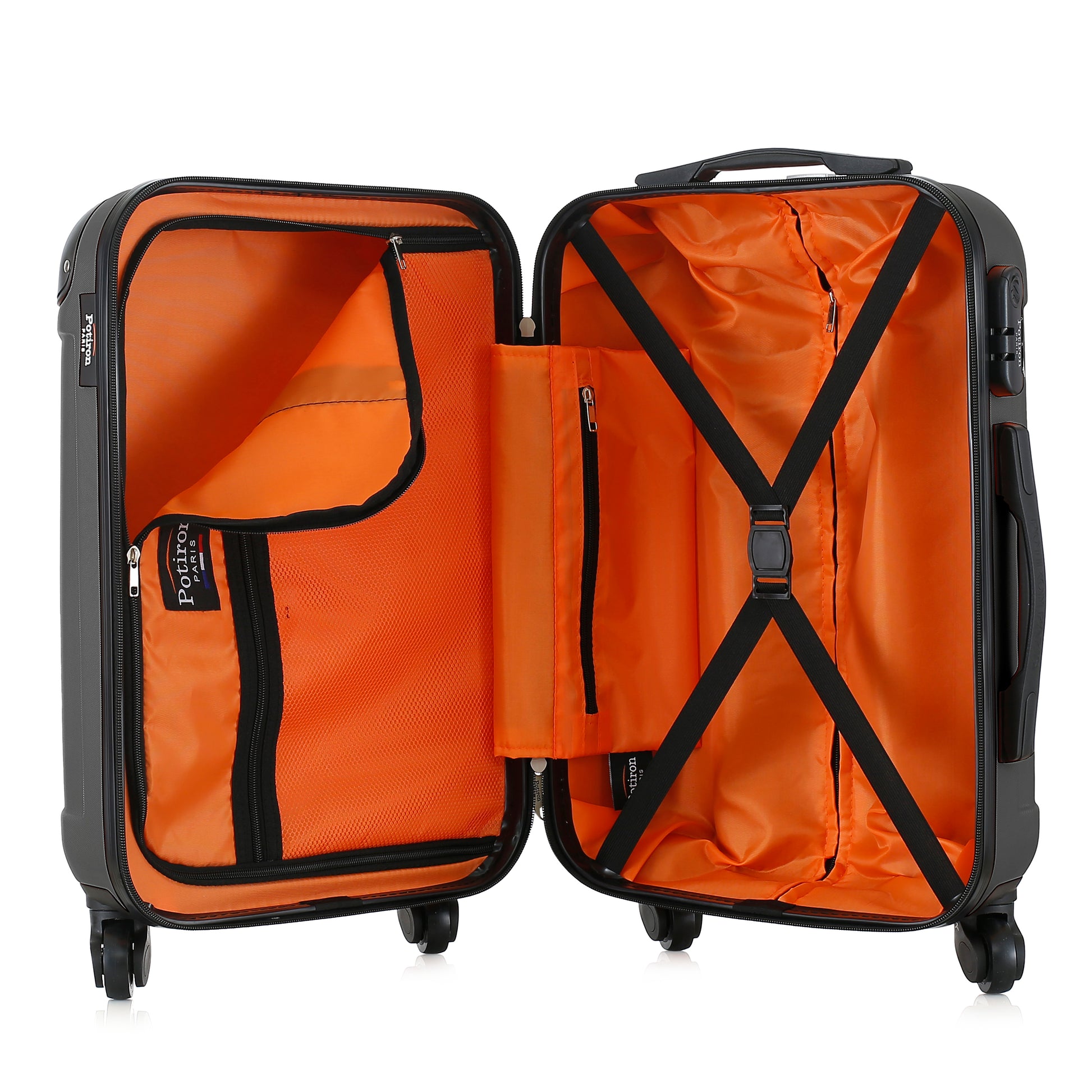 Valise grise de notre collection Potiron Paris, Concorde, taille S, ouverte