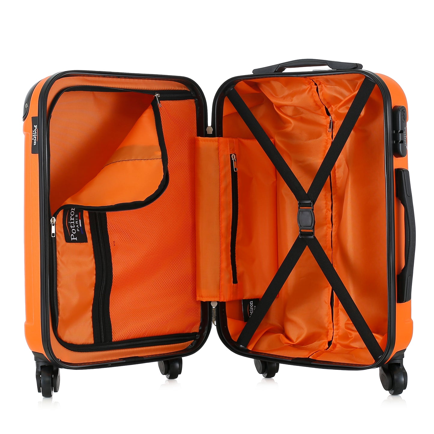 Valise orange de notre collection Potiron Paris, Concorde, taille S, ouverte