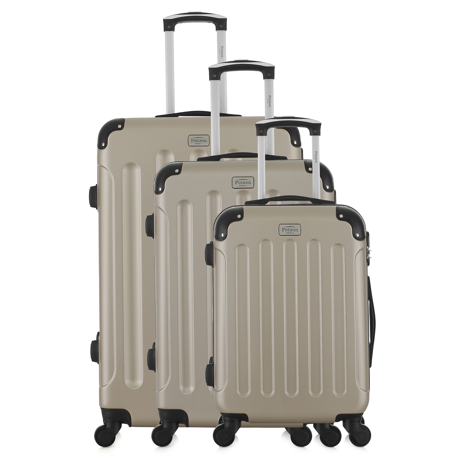 Set de 3 valises beiges de notre collection Potiron Paris, Concorde, de face
