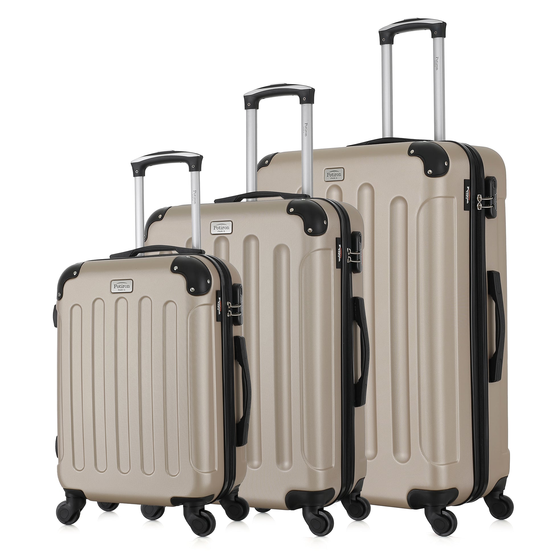 Set de 3 valises beiges de notre collection Potiron Paris, Concorde, de côté
