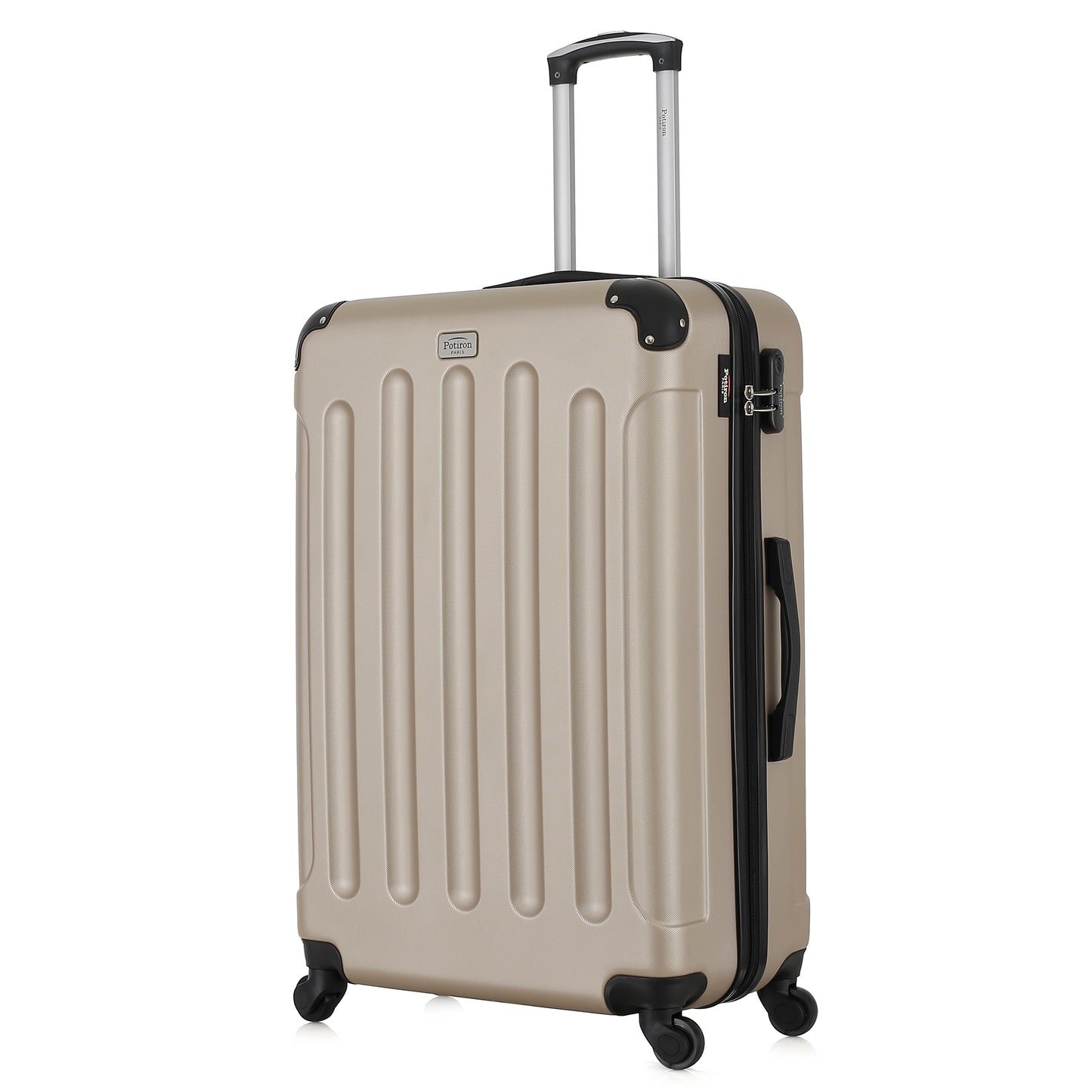 Grande valise beige de 3/4
