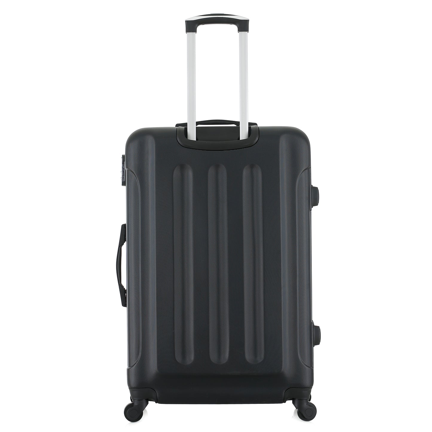 Grande valise rose de dos
