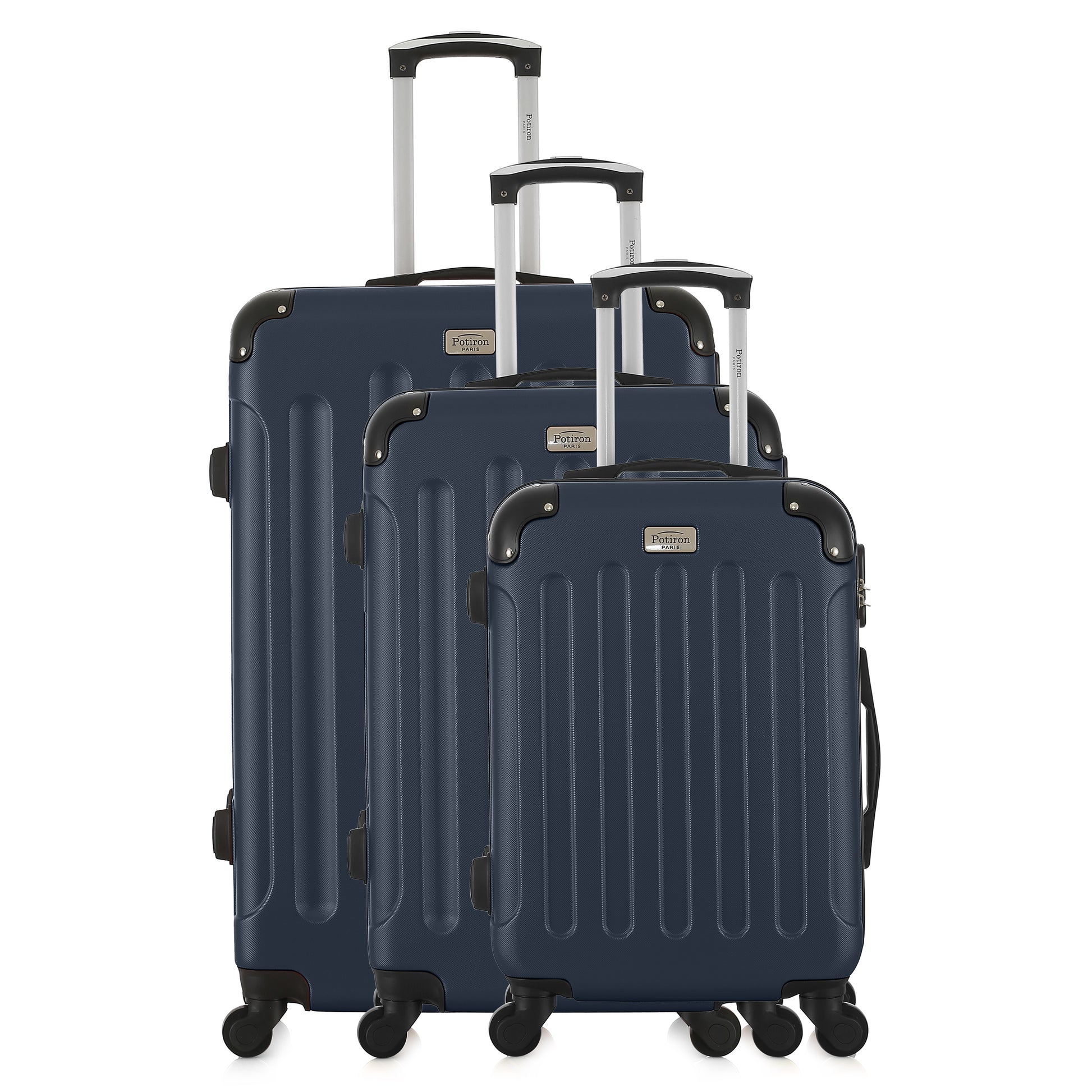 Set de 3 valises bleues de notre collection Potiron Paris, Concorde, de face