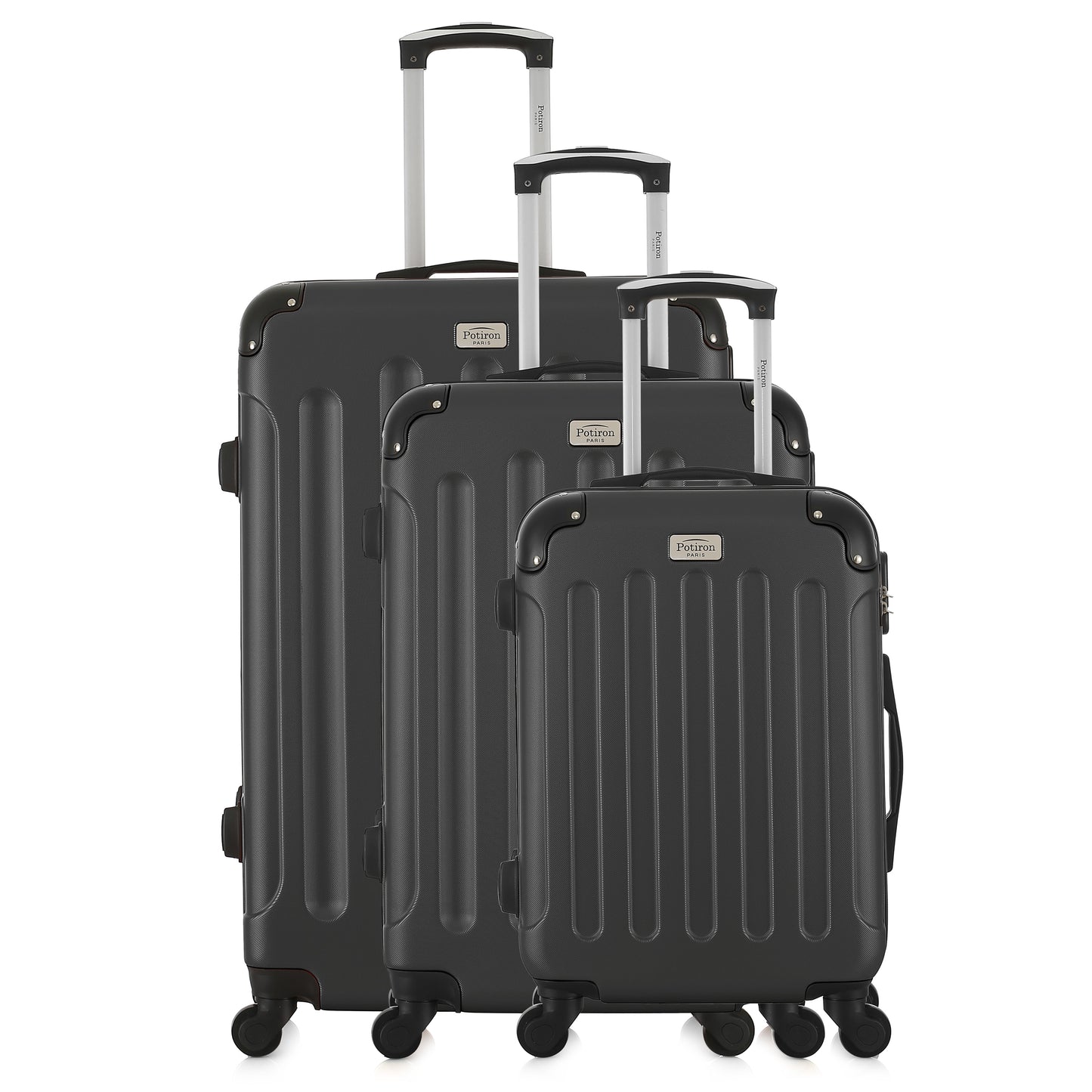 Set de 3 valises grises de notre collection Potiron Paris, Concorde, de face
