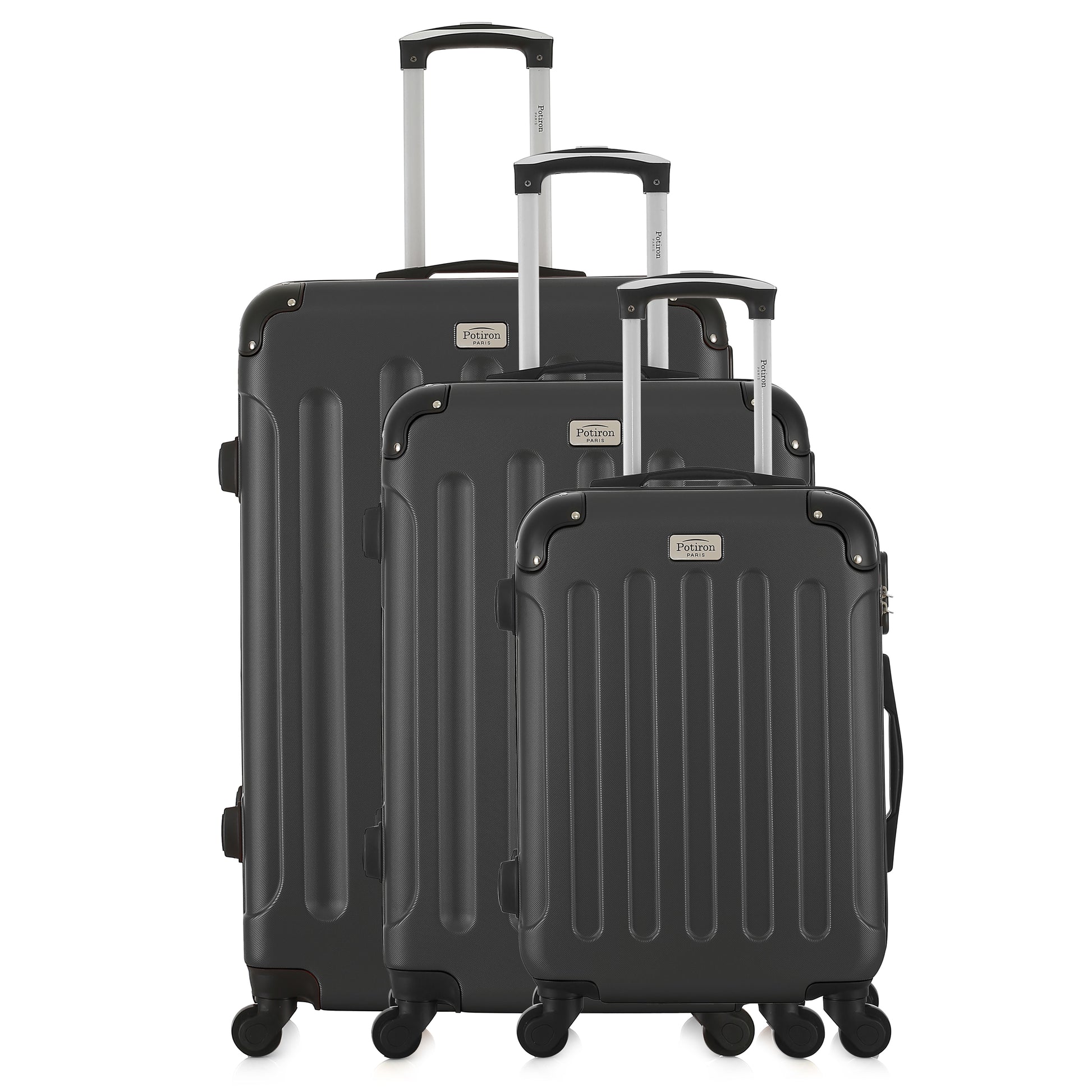 Set de 3 valises grises de notre collection Potiron Paris, Concorde, de face
