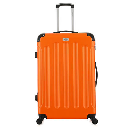 Grande valise orange de face
