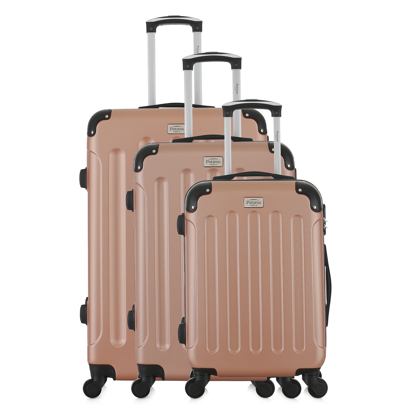 Set de 3 valises roses de notre collection Potiron Paris, Concorde, de face
