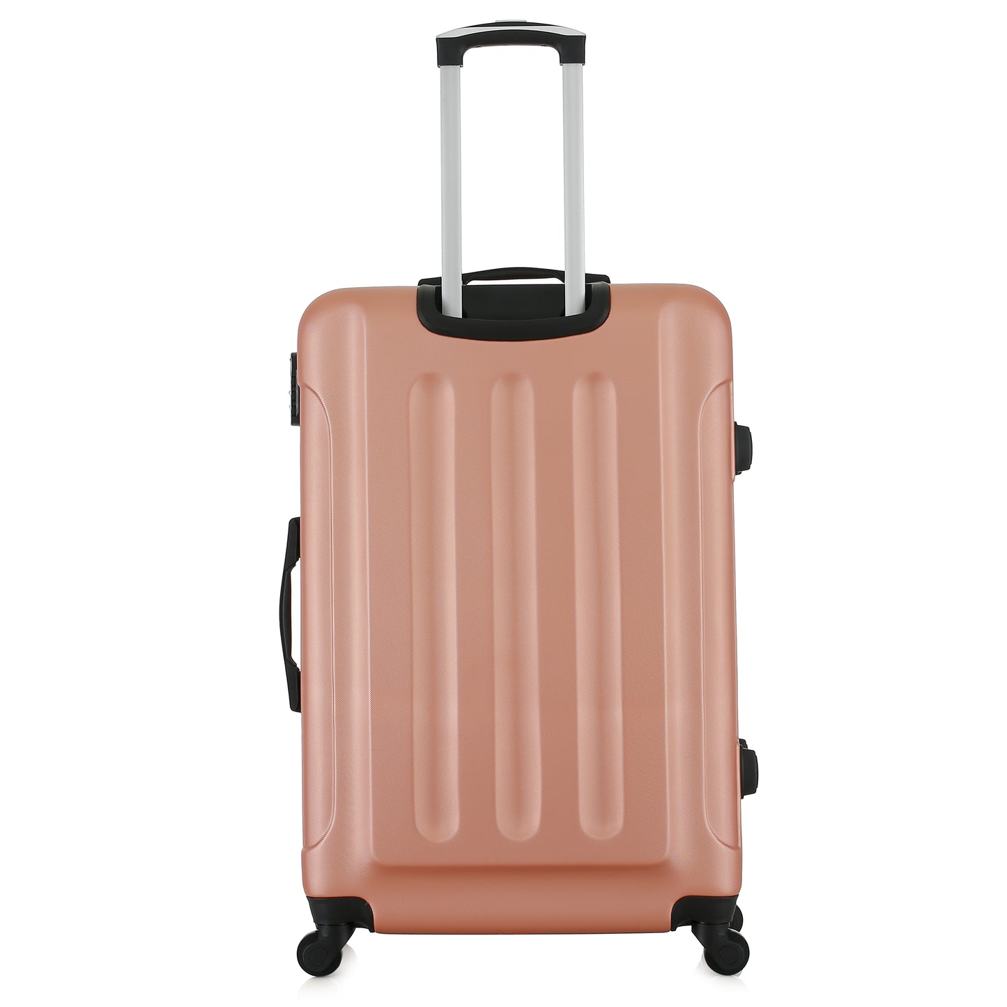 Grande valise rose de dos
