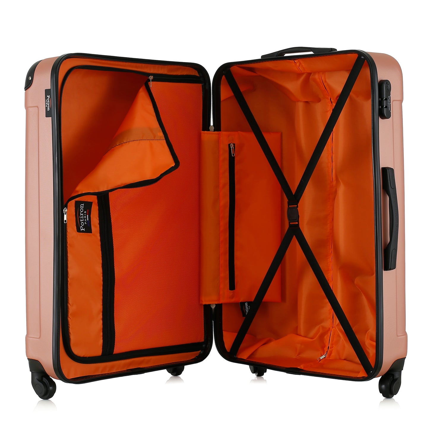 Grande valise rose ouverte
