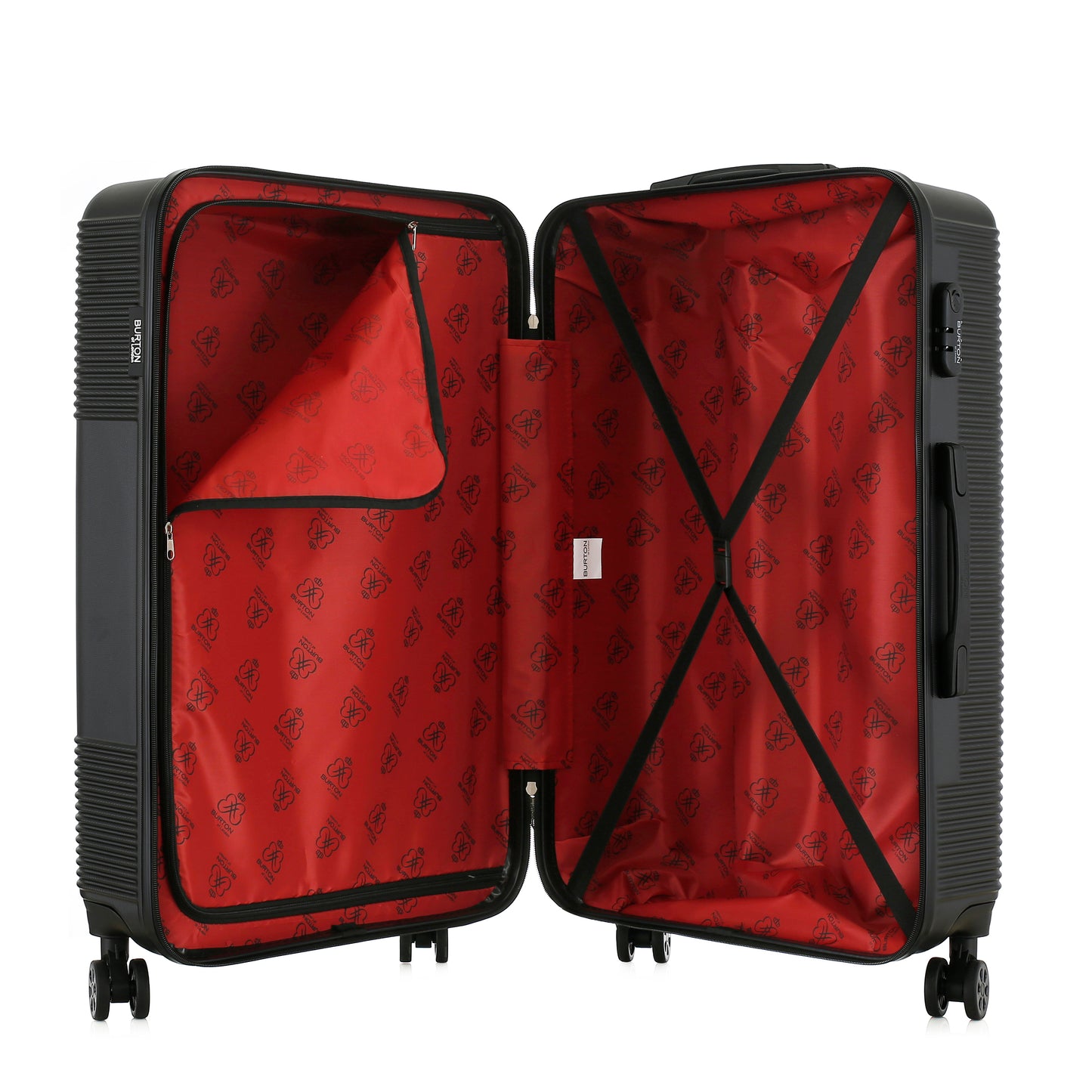 Grande valise noire ouverte

