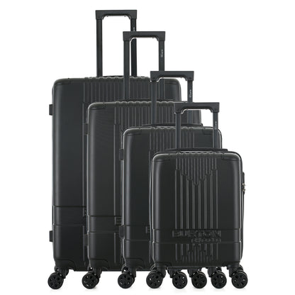 Set de 4 valises noires de notre collection Burton, London, de face
