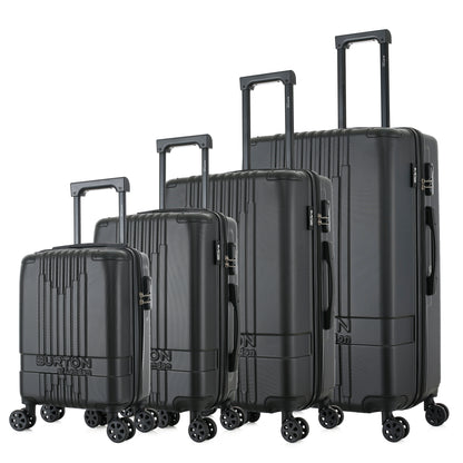 Set de 4 valises noires de notre collection Burton, London, de côté

