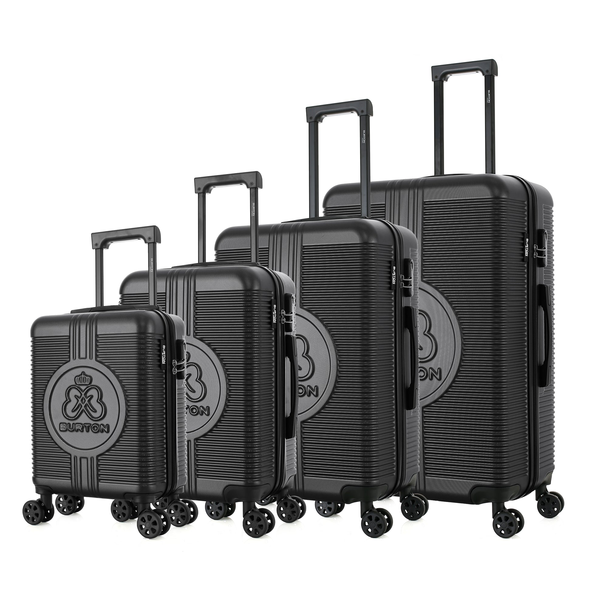 Set de 4 valises bleues de notre collection Burton, Manchester, de côté
