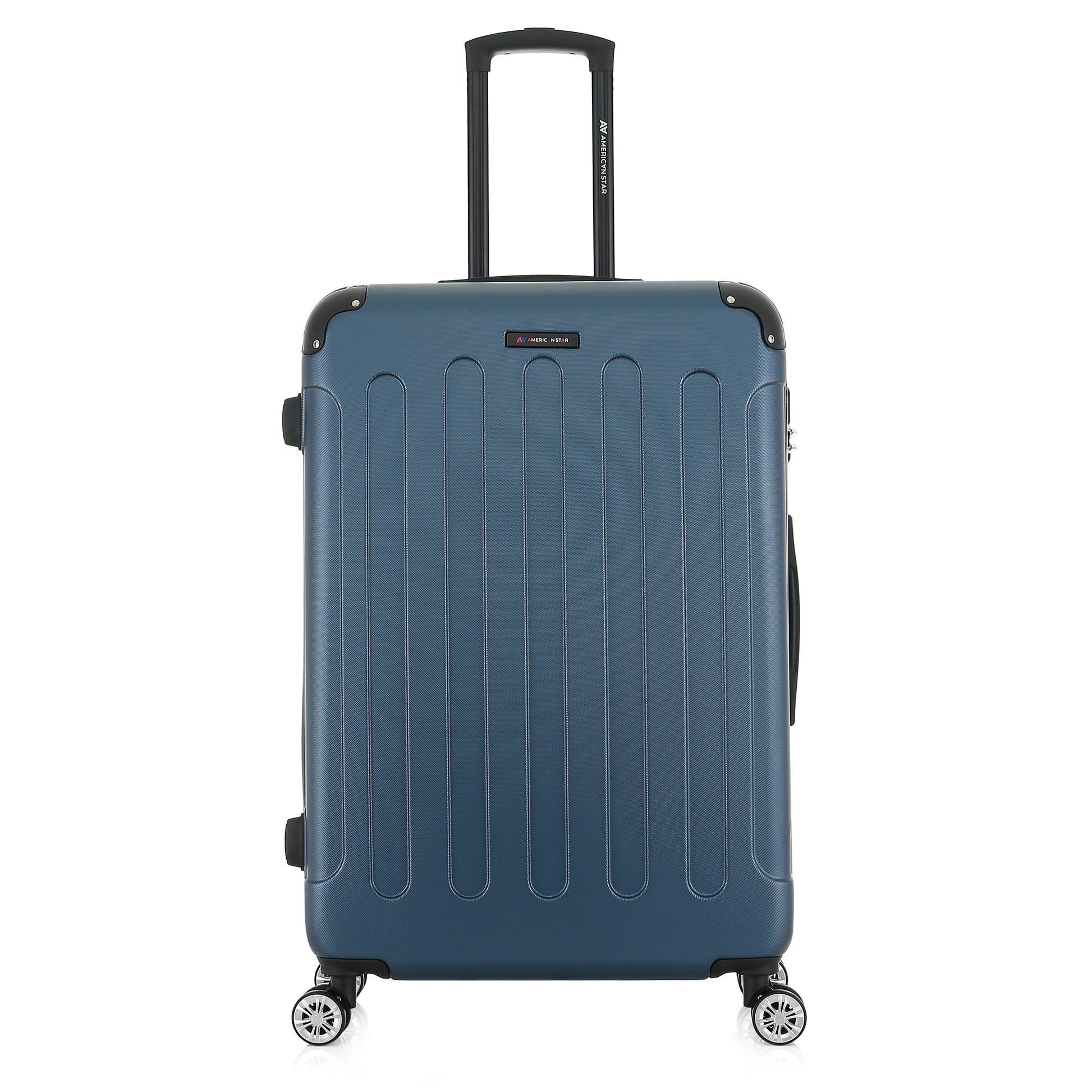 Valise bleue de notre collection American Star Miami, taille L de face
