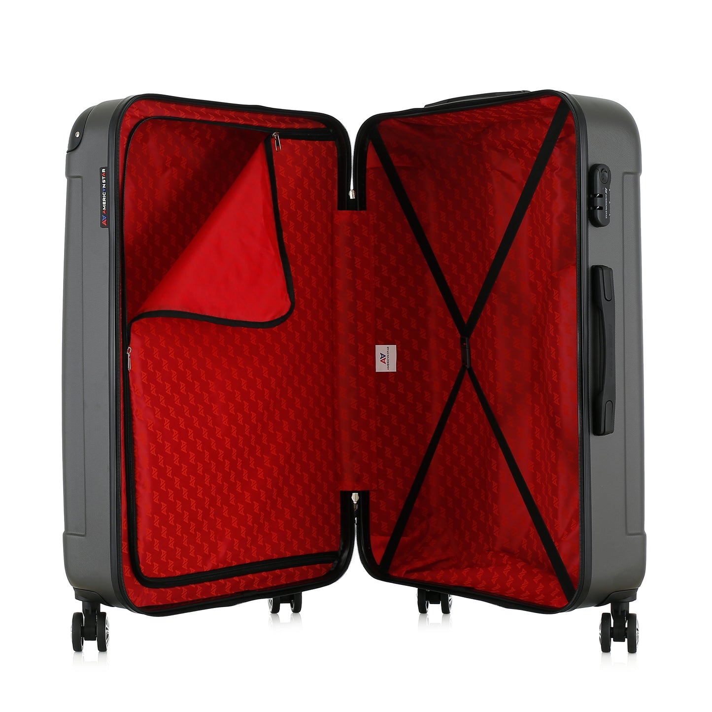 Valise grise de notre collection American Star Miami, taille L ouverte