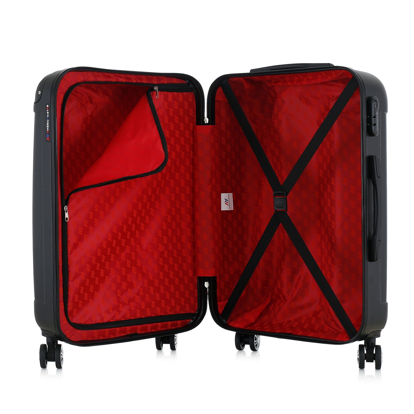 Valise noire de notre collection American Star Miami, taille M ouverte