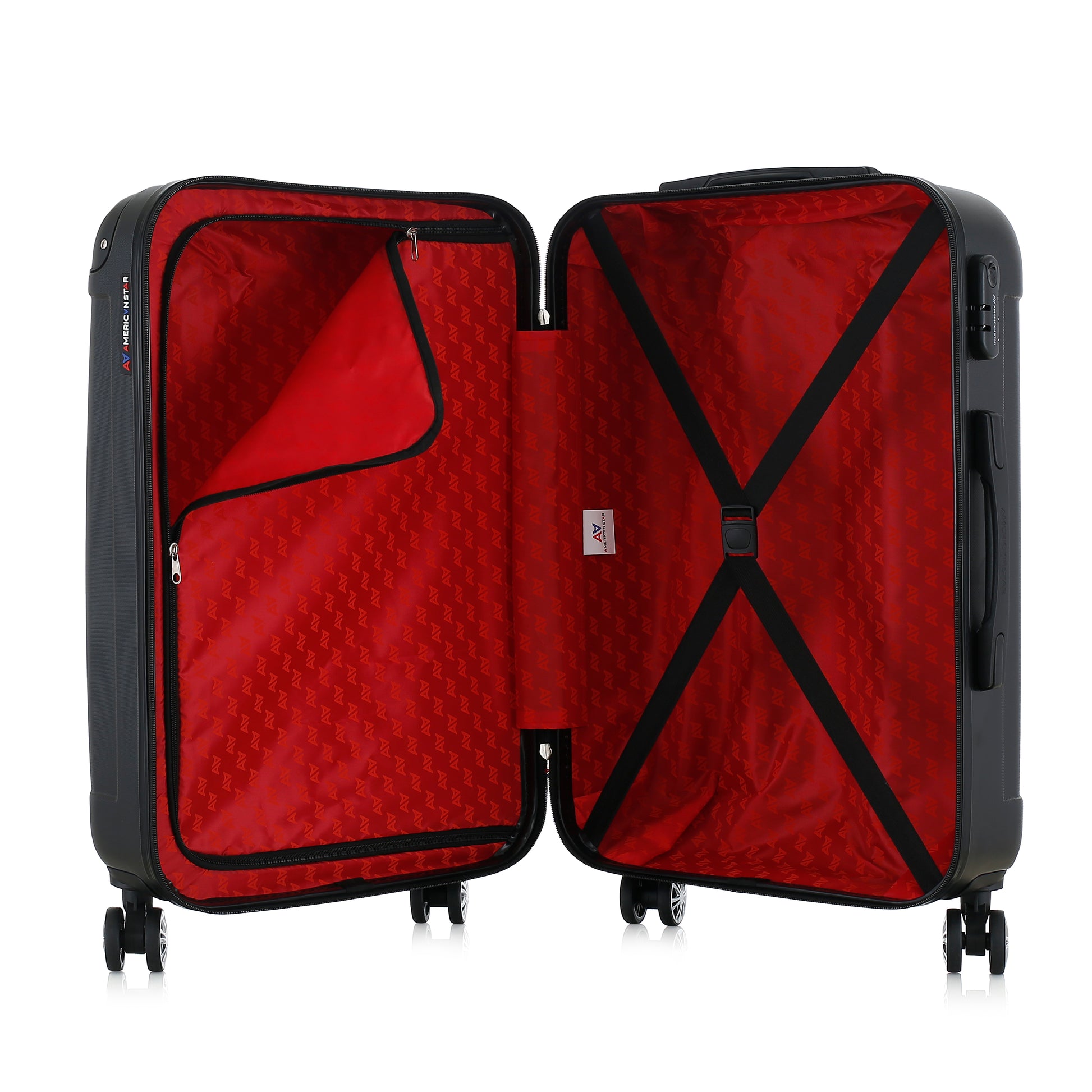 Valise noire de notre collection American Star Miami, taille M ouverte