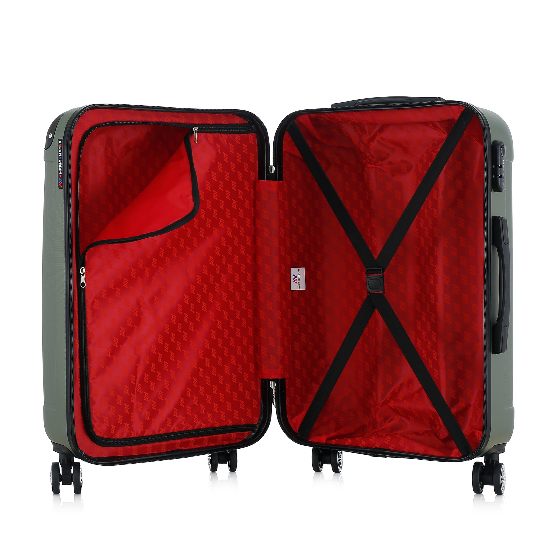 Valise kaki de notre collection American Star Miami, taille M ouverte