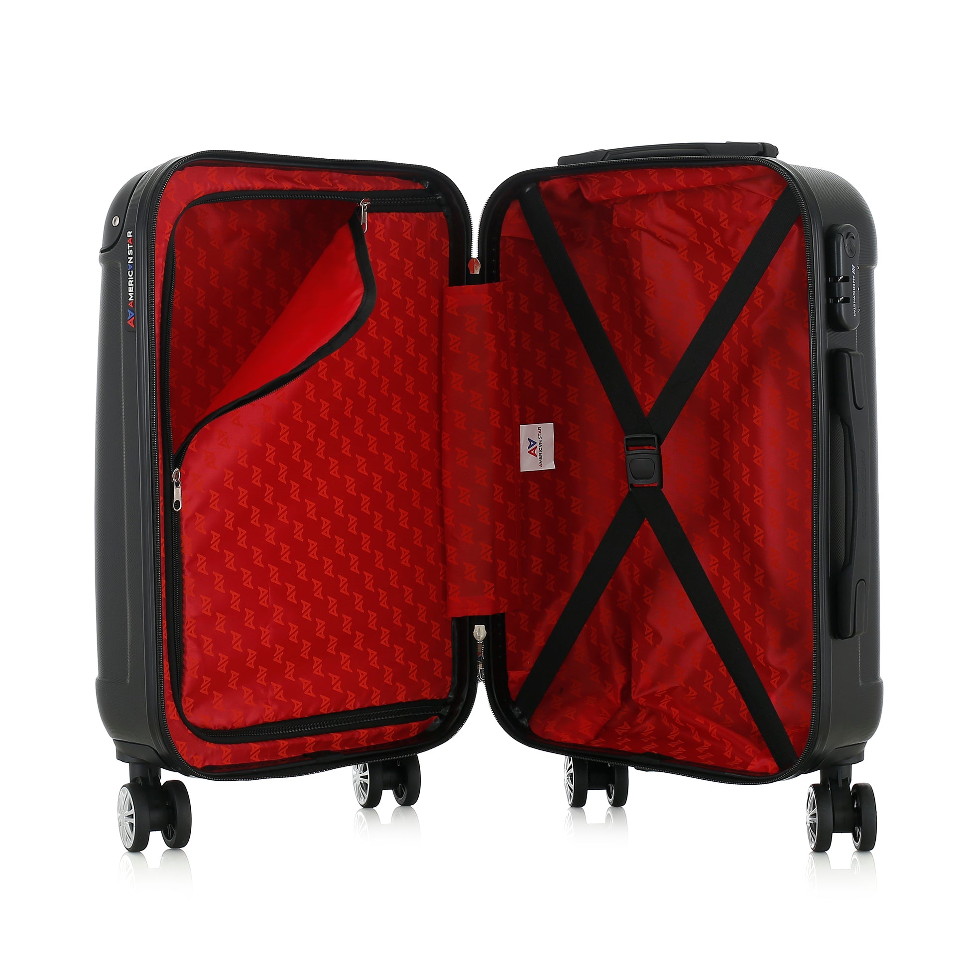 Valise noire de notre collection American Star Miami, taille S ouverte