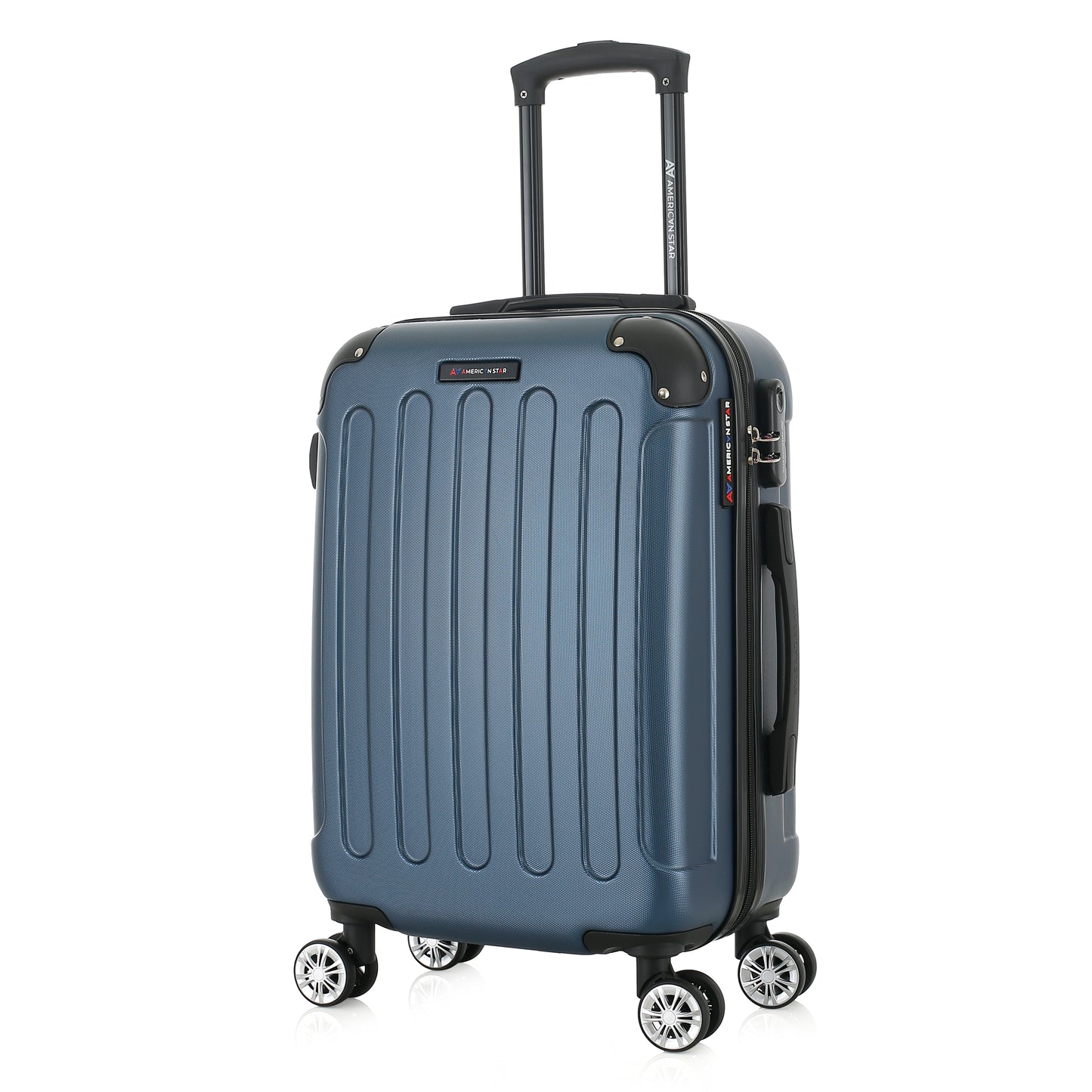 Valise bleue de notre collection American Star Miami, taille S de 3/4