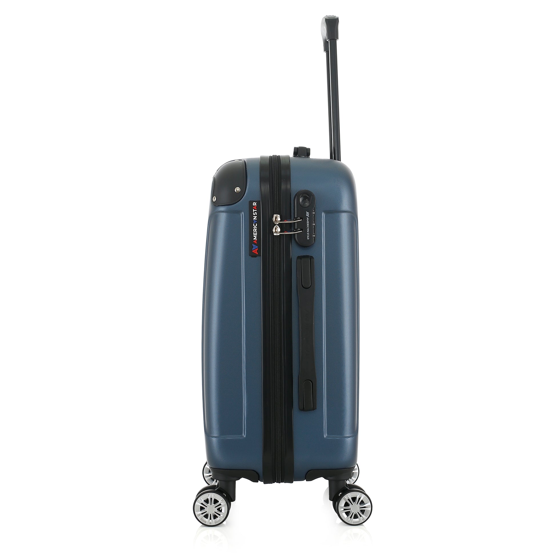 Valise bleue de notre collection American Star Miami, taille S de côté