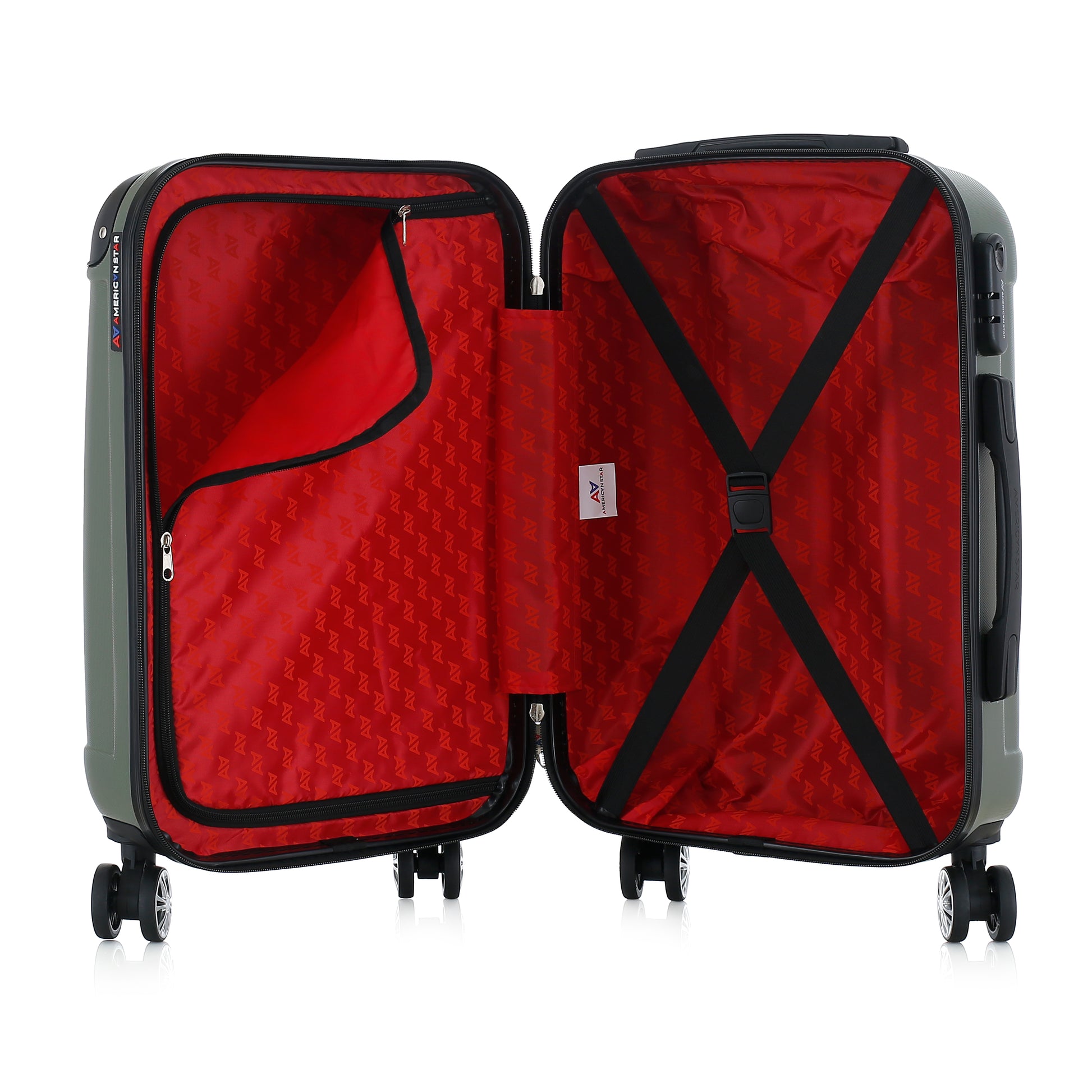 Valise kaki de notre collection American Star Miami, taille S ouverte