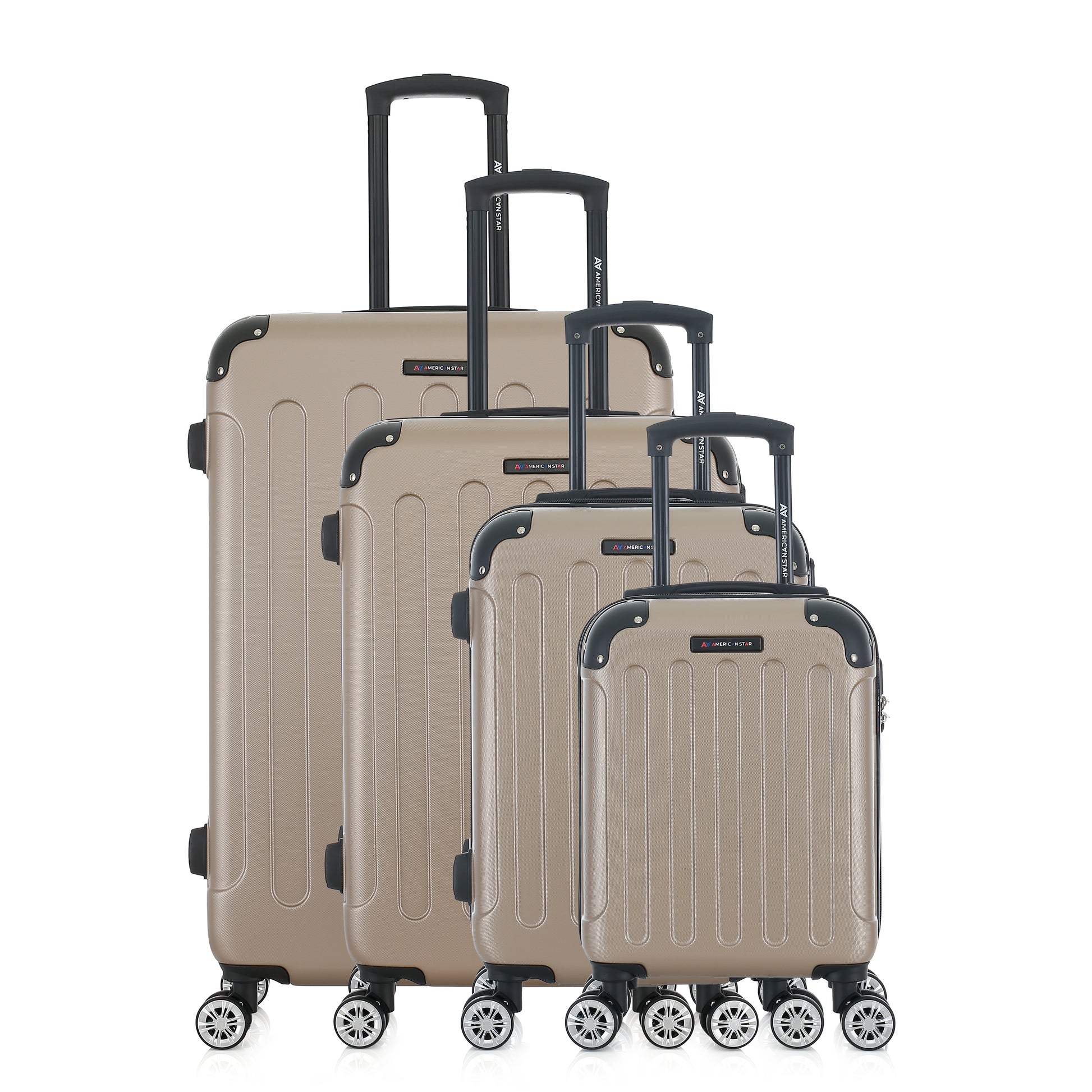 Set de 4 valises beiges de notre collection American Star, Miami, de face
