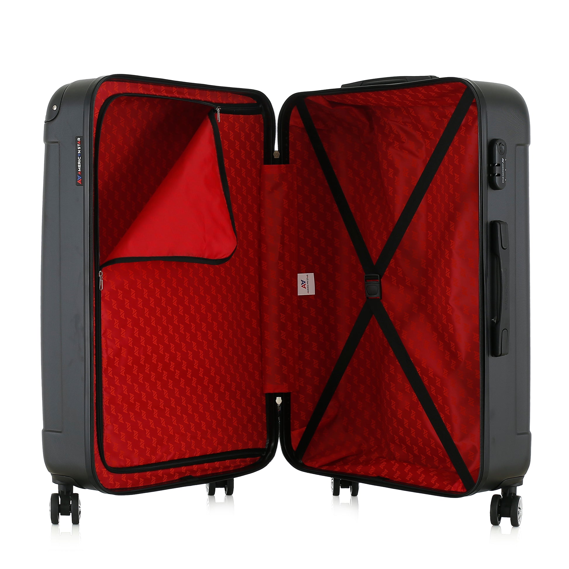 Grande valise noire ouverte
