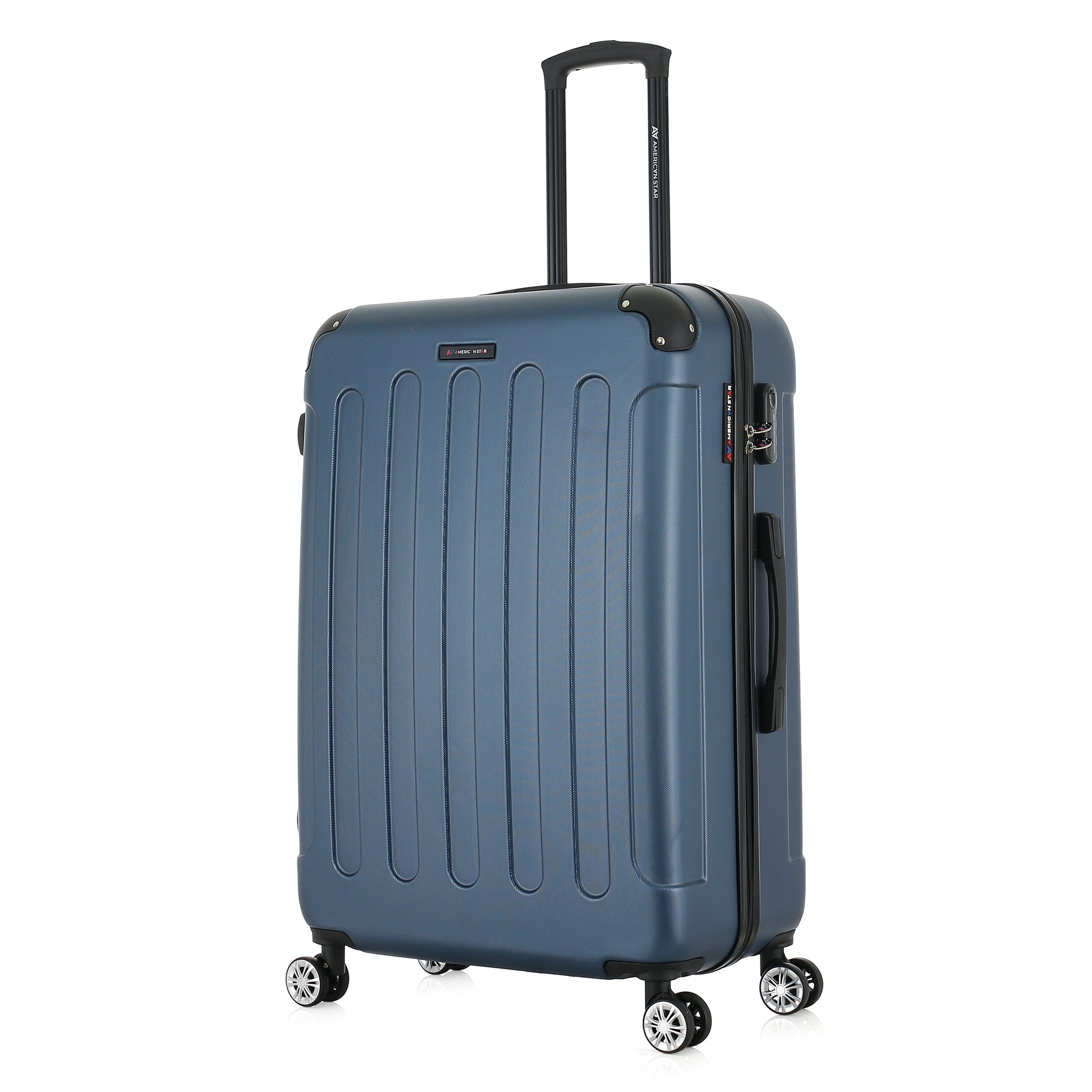 Grande valise bleue de 3/4

