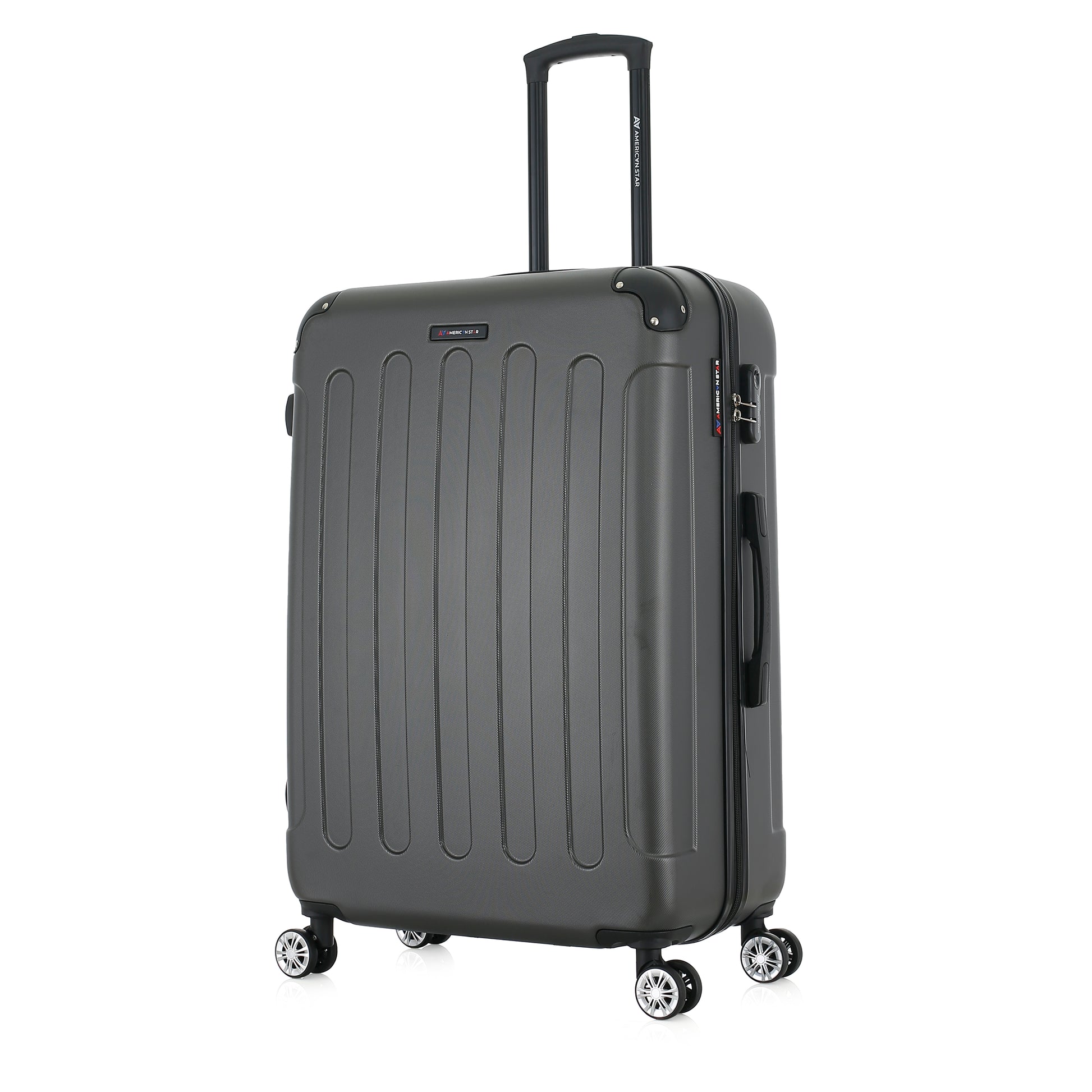 Grande valise grise de 3/4
