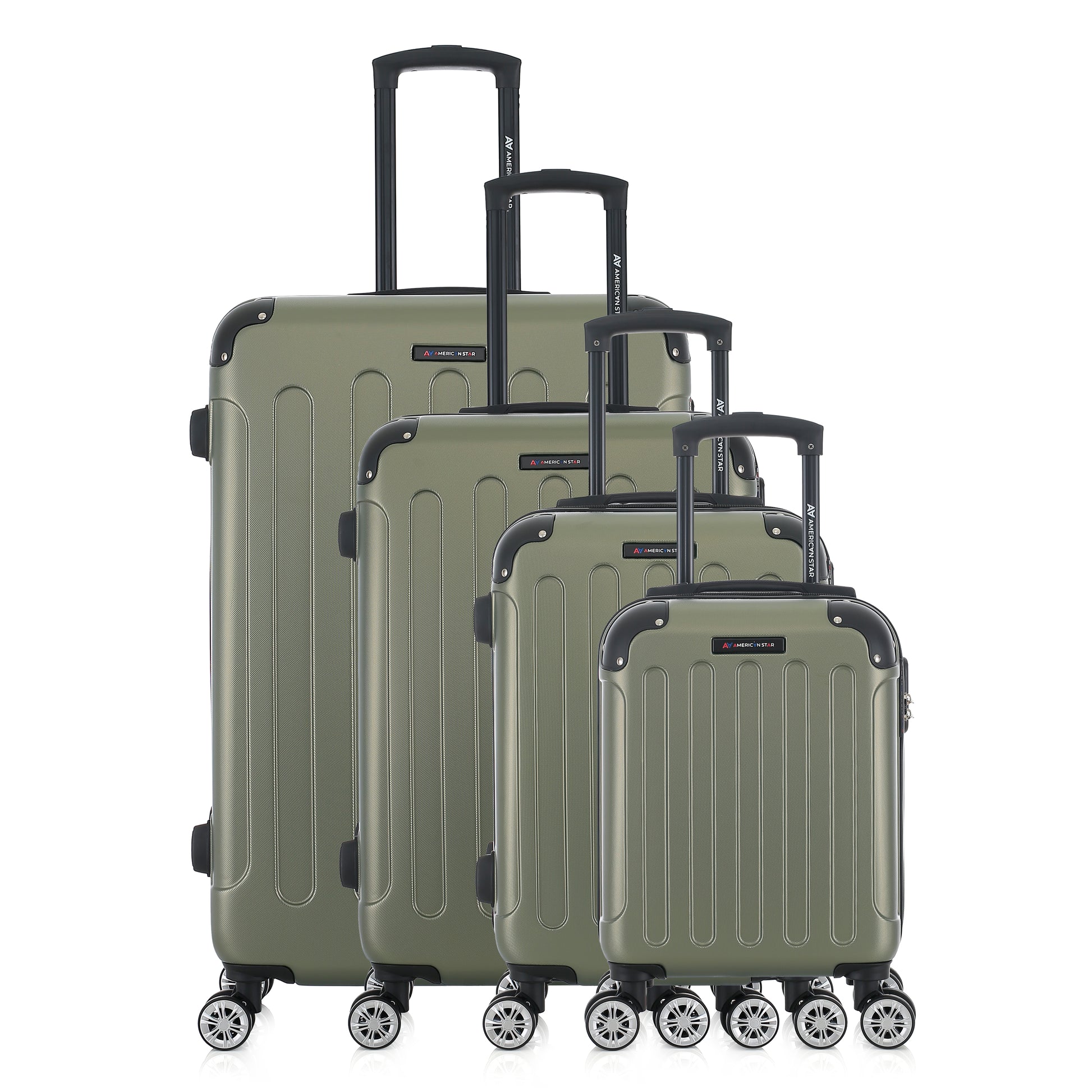 Set de 4 valises kaki de notre collection American Star, Miami, de face