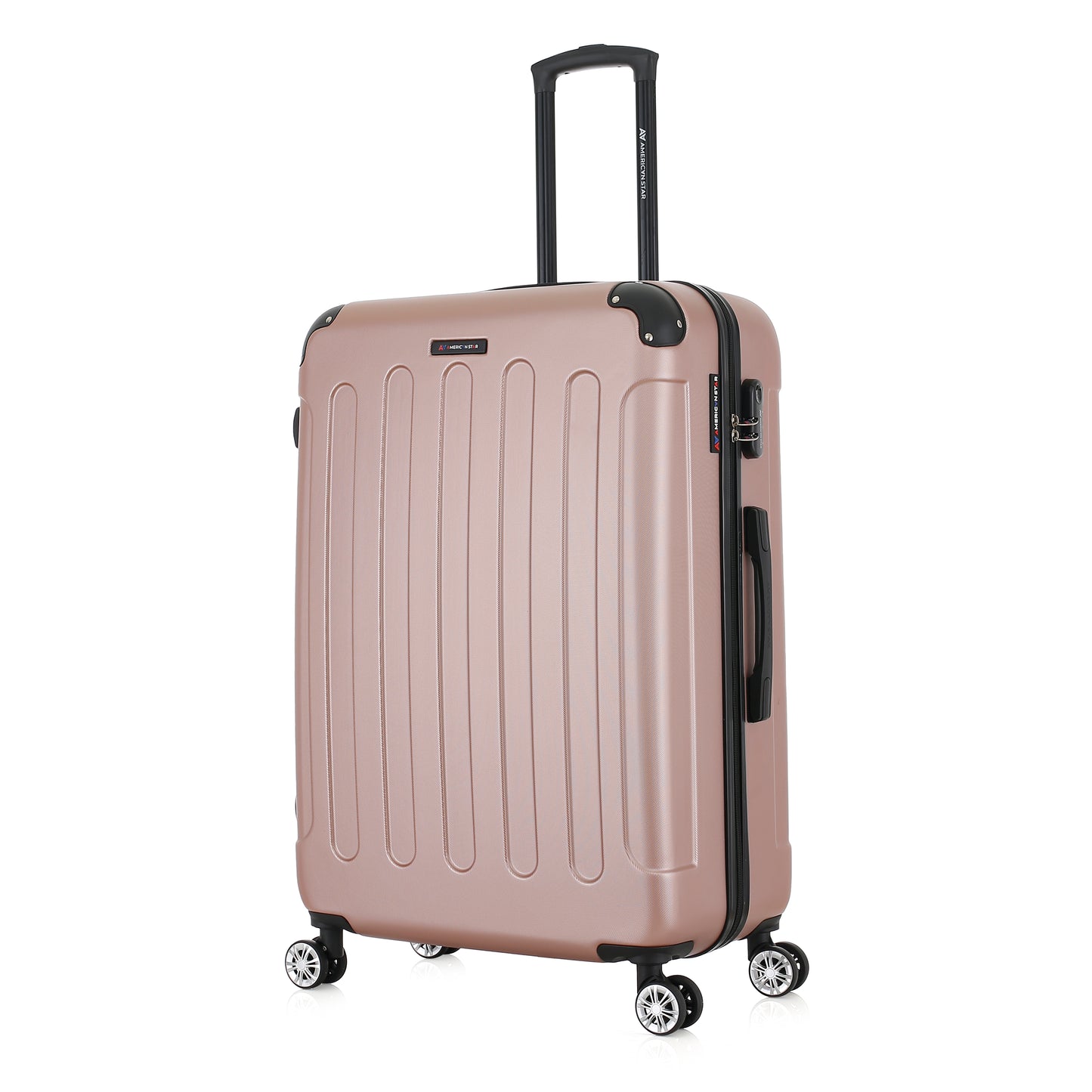 Grande valise rose de 3/4
