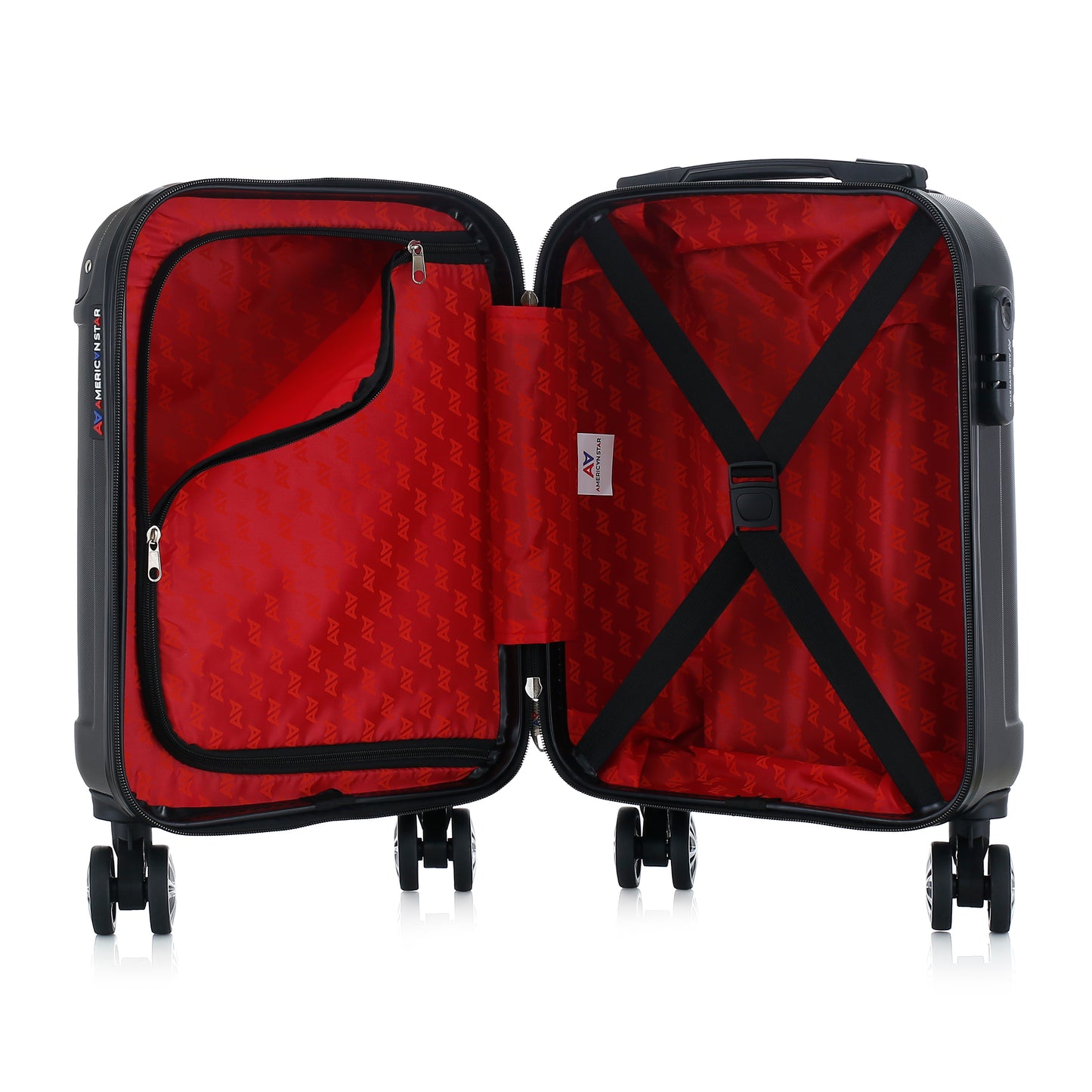 Valise noire de notre collection American Star Miami, taille XS ouverte