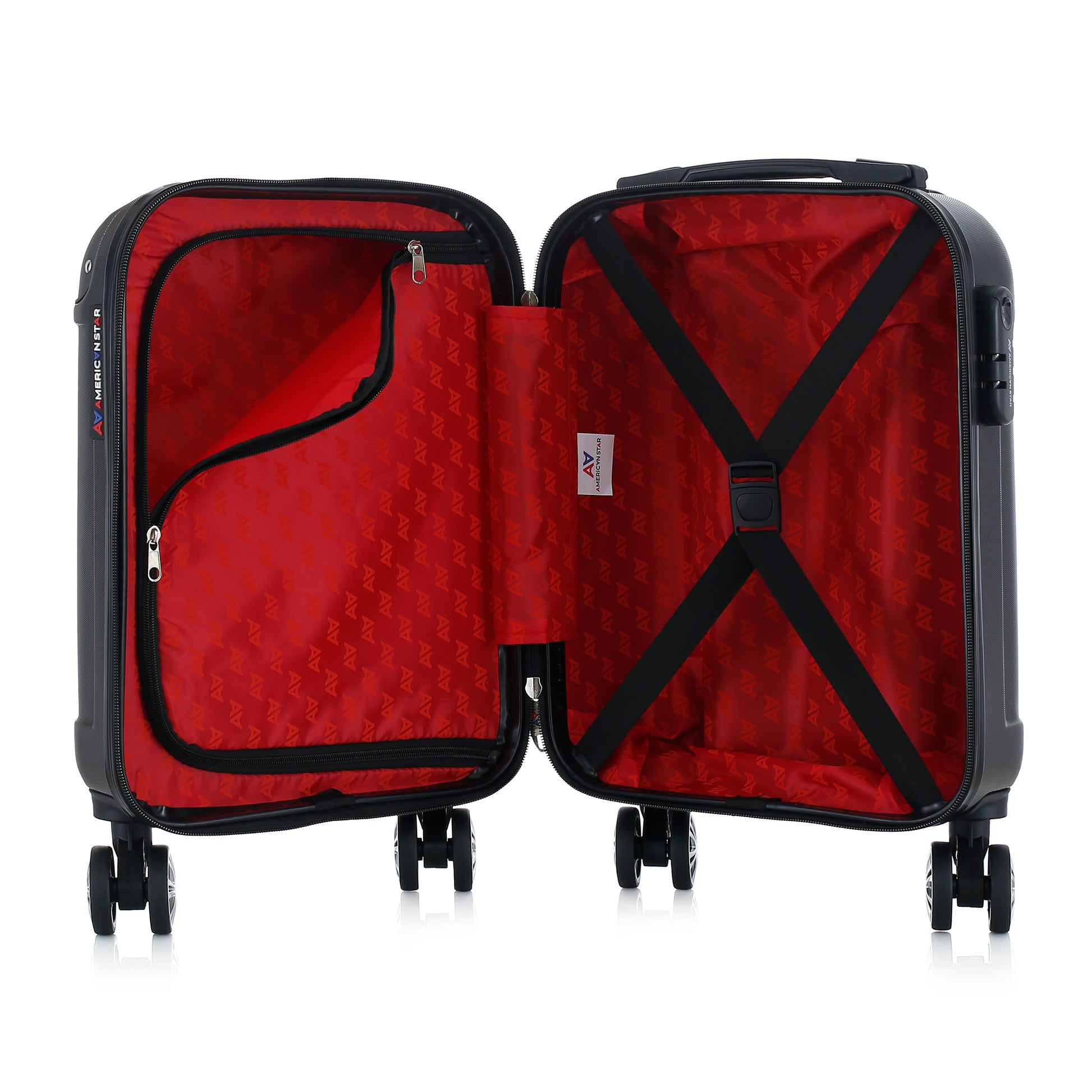 Valise noire de notre collection American Star Miami, taille XS ouverte