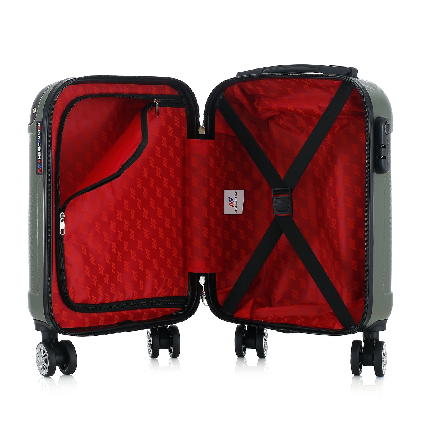 Valise kaki de notre collection American Star Miami, taille XS ouverte