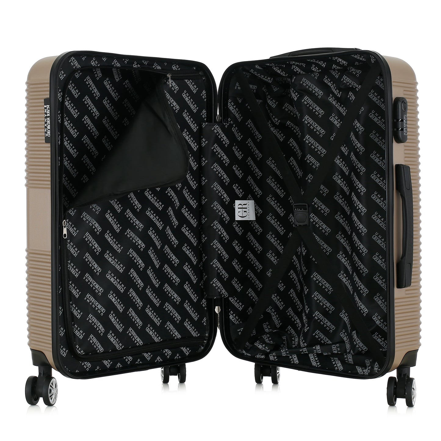 Valise beige de notre collection Georges Rech, Milan, taille M, ouverte