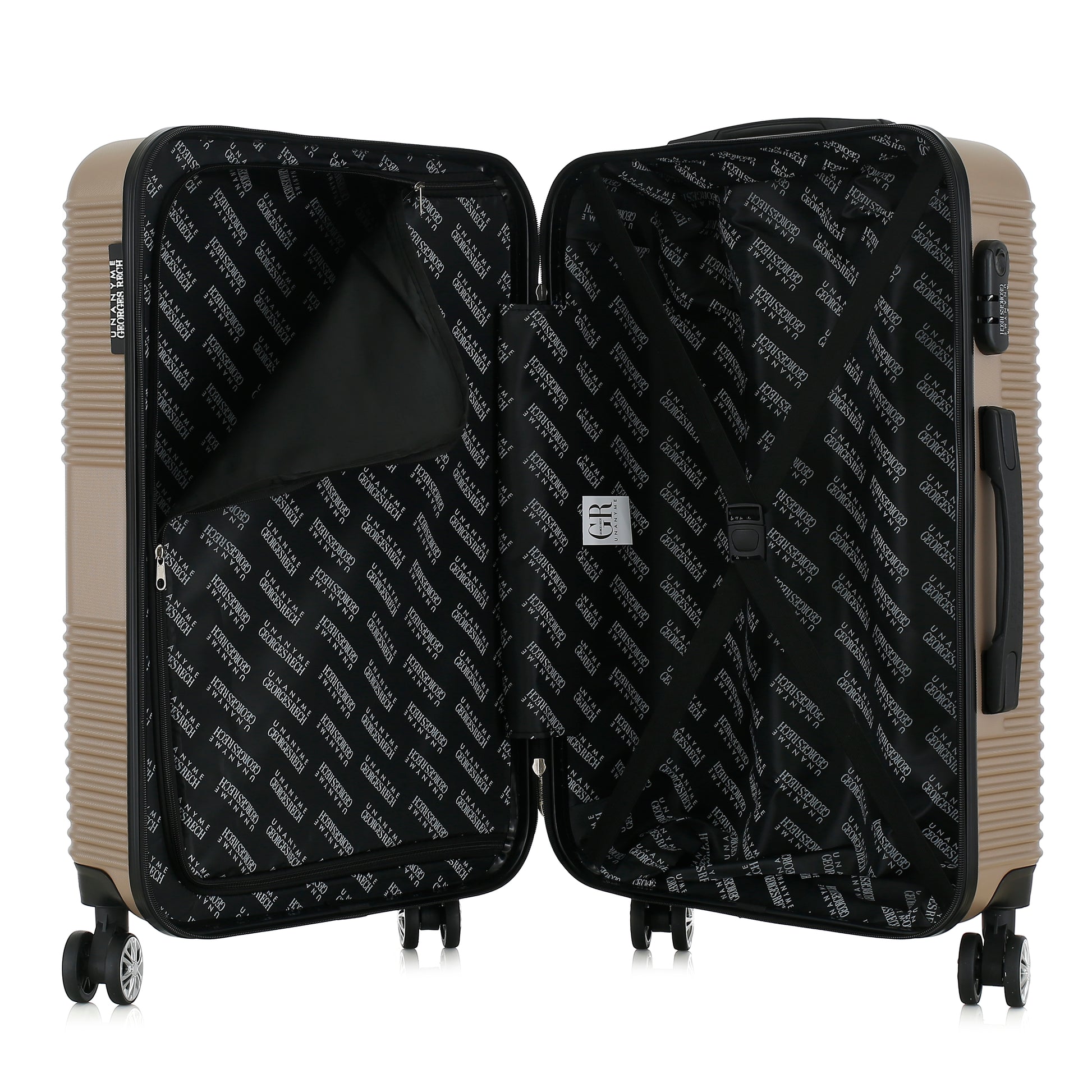 Valise beige de notre collection Georges Rech, Milan, taille M, ouverte