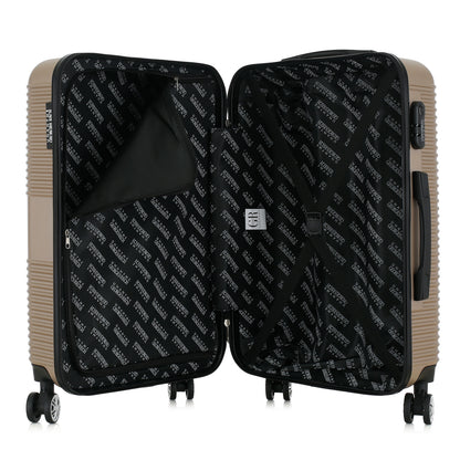 Valise beige de notre collection Georges Rech, Milan, taille M, ouverte