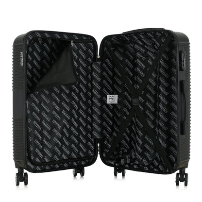 Valise noire de notre collection Georges Rech, Milan, taille M, ouverte