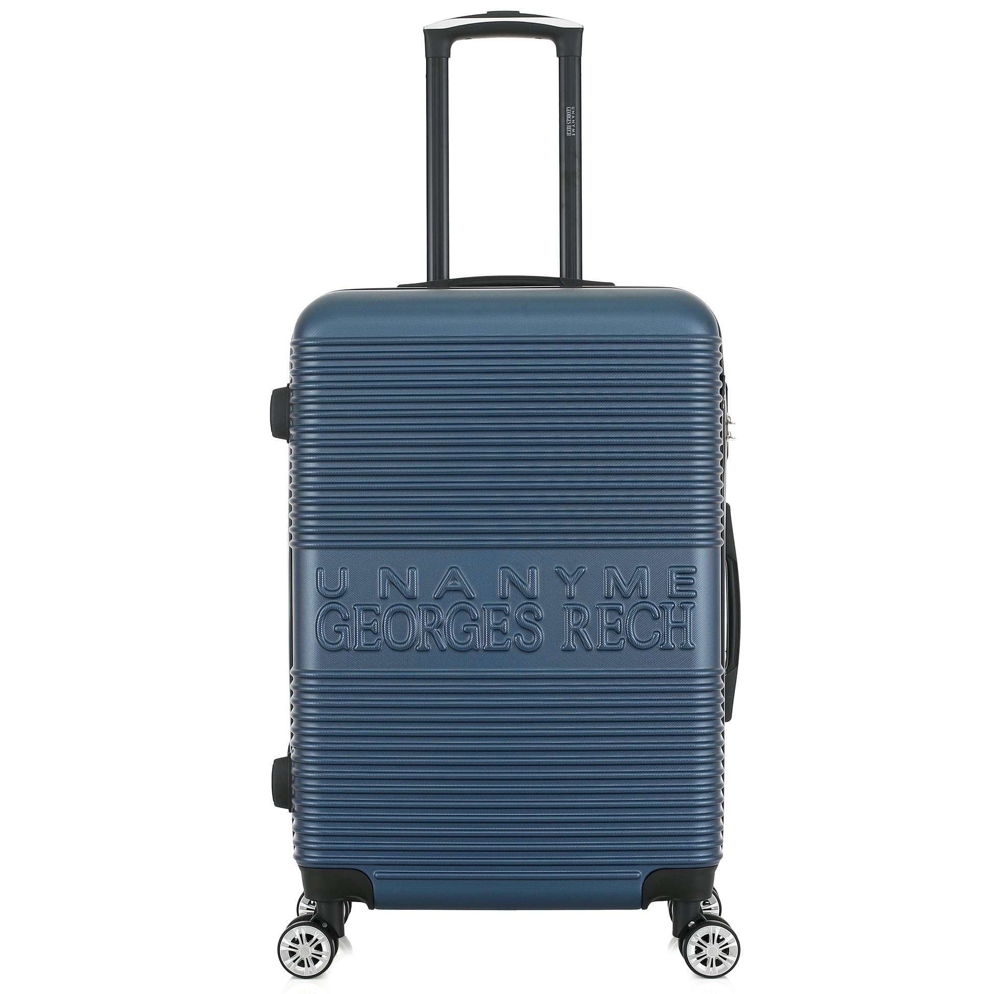 Valise bleue de notre collection Georges Rech, Milan, taille M, de face