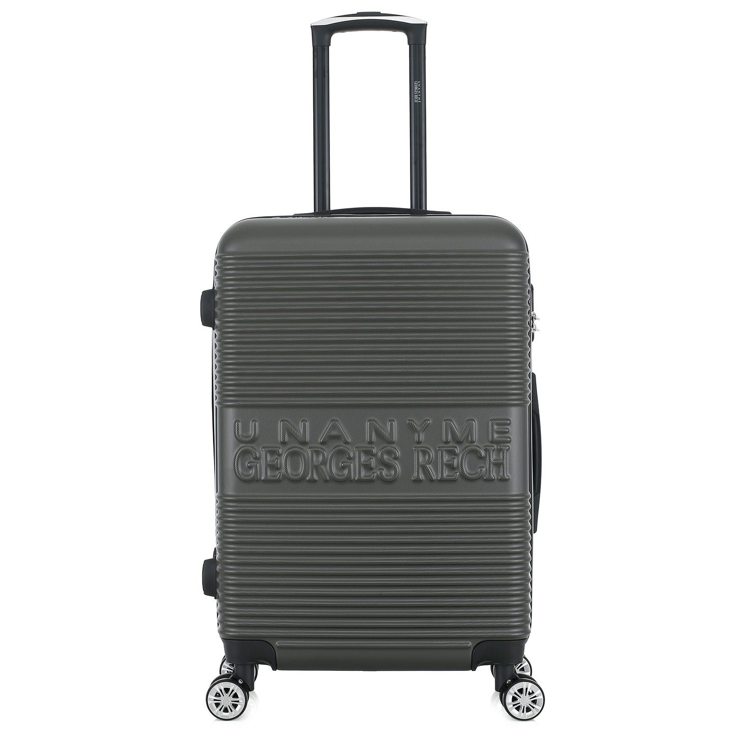 Valise grise de notre collection Georges Rech, Milan, taille M, de face
