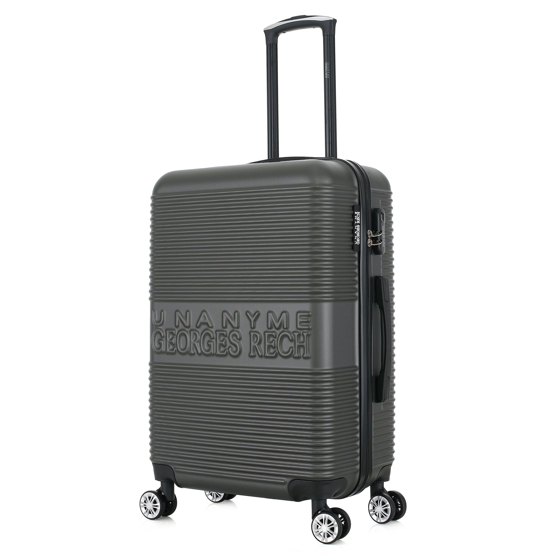 Valise grise de notre collection Georges Rech, Milan, taille M, de 3/4