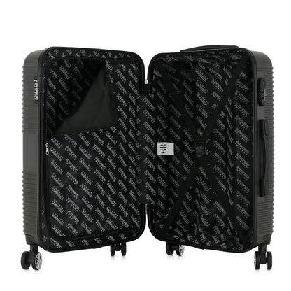 Valise grise de notre collection Georges Rech, Milan, taille M, ouverte