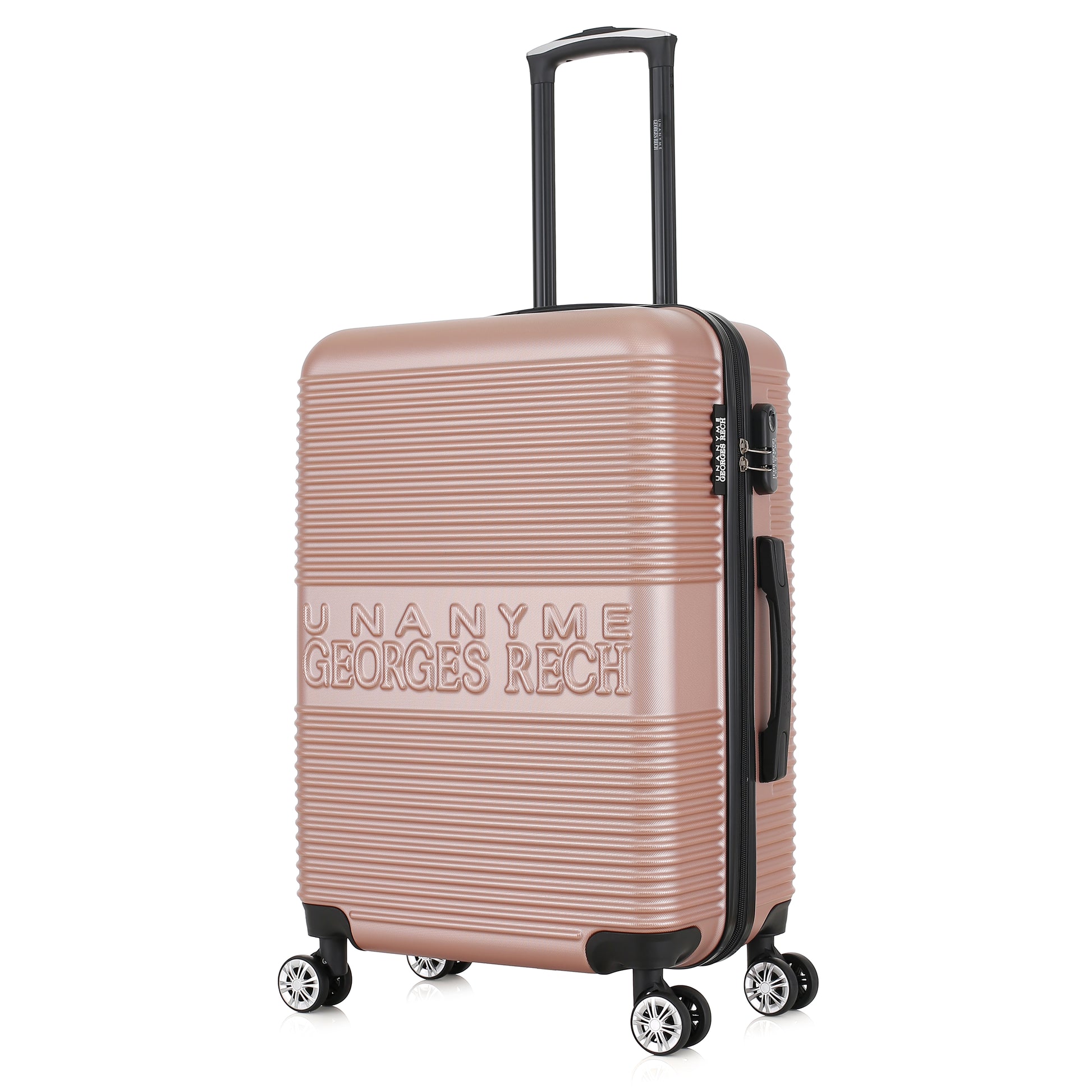 Valise rose de notre collection Georges Rech, Milan, taille M, de 3/4