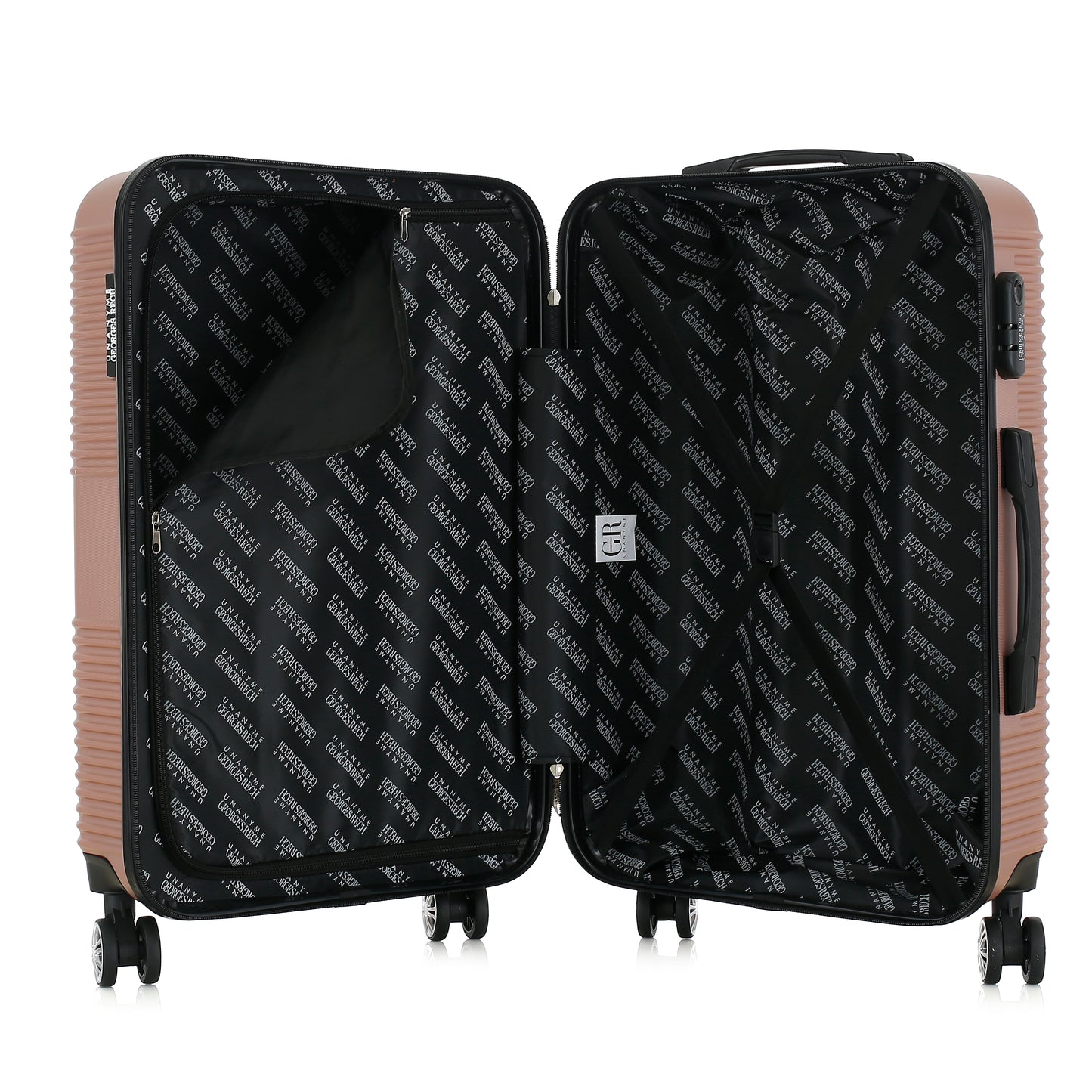 Valise rose de notre collection Georges Rech, Milan, taille M, ouverte