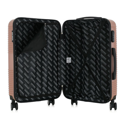 Valise rose de notre collection Georges Rech, Milan, taille M, ouverte