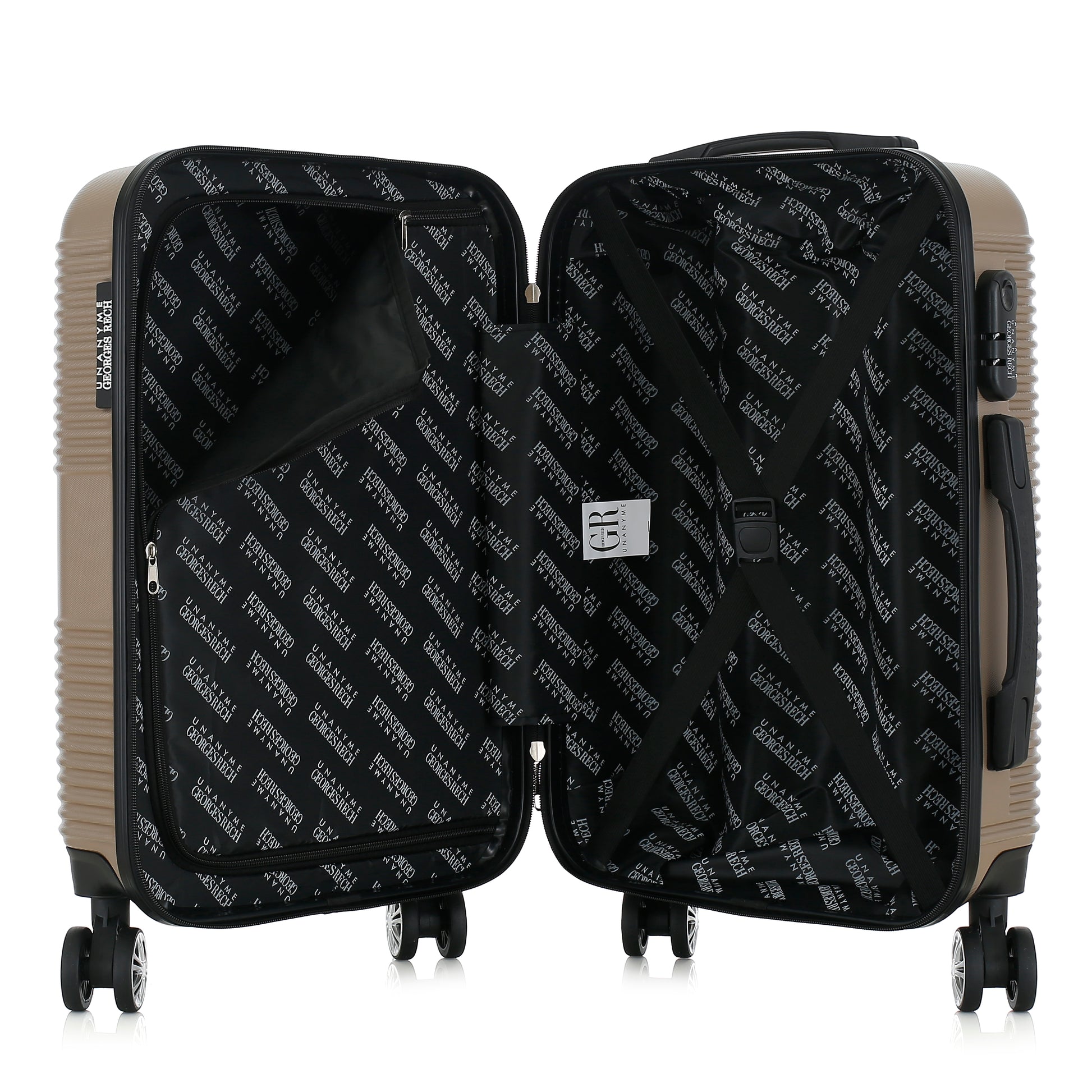 Valise beige de notre collection Georges Rech, Milan, taille S, ouverte